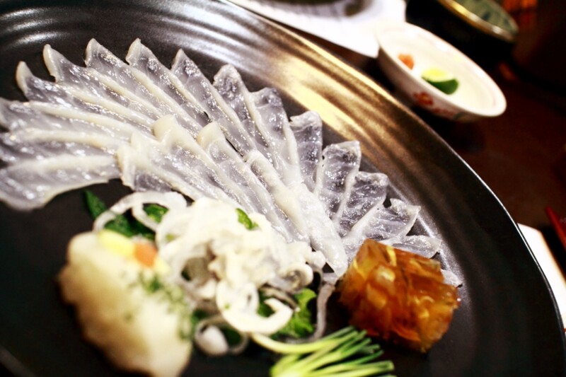 Plate of fugu puffer fish in Yamaguchi