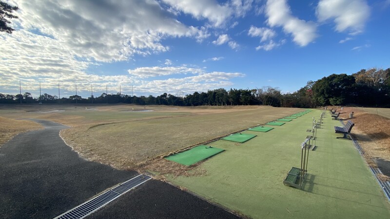 Driving range and practice facilities at Kintetsu Kashikojima Country Club golf course in Mie prefecture, Japan