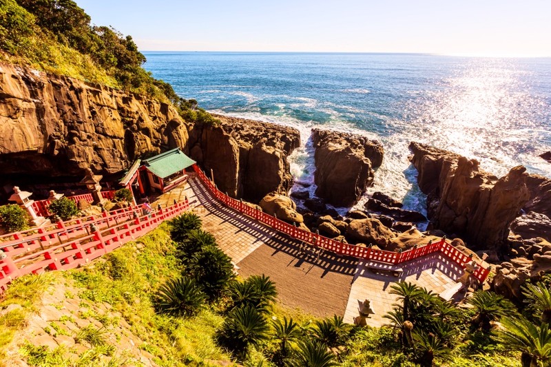 Udo shrine is on a cliff overlooking the sea in Miyazaki 